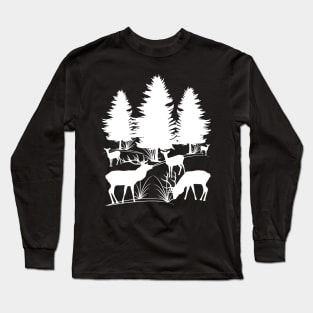 wild deer, roe deer, trees, antler, animal, forest Long Sleeve T-Shirt